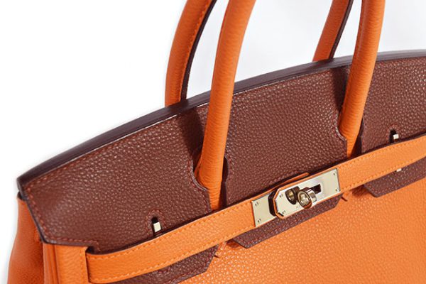 42 美品　HERMES　エルメス　オレンジ　空箱　ケリー32・バーキン30用 エルメス バーキン30 オレンジミニアン トゴ シルバー金具