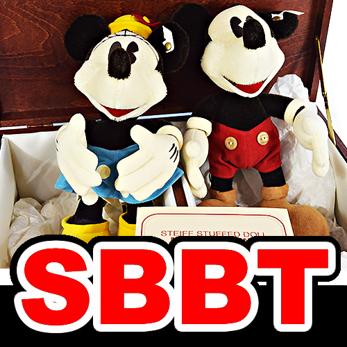 ○【SBBT】STEIFF シュタイフ ミッキー＆ミニー ぬいぐるみ 70周年記念